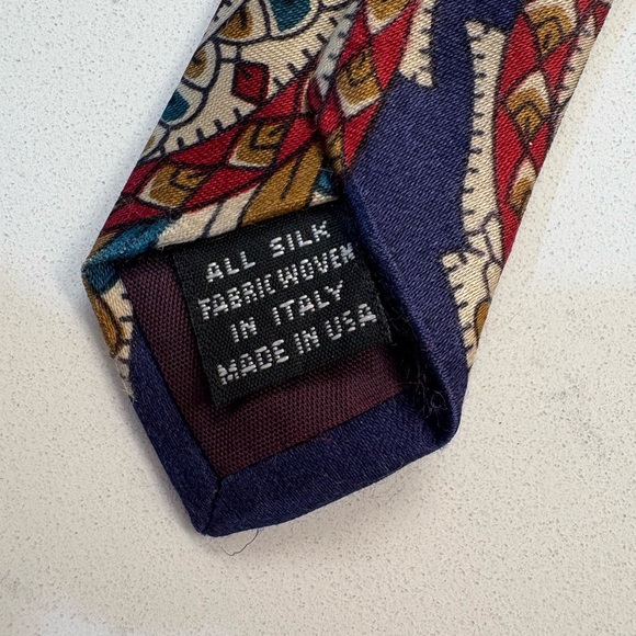 Dior Blue and Red Paisley Silk Tie - Picture 4 of 4